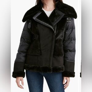 🌸NWT Very rare Tahari Black Puffer Saylor Jacket with Faux Fur Details 💖